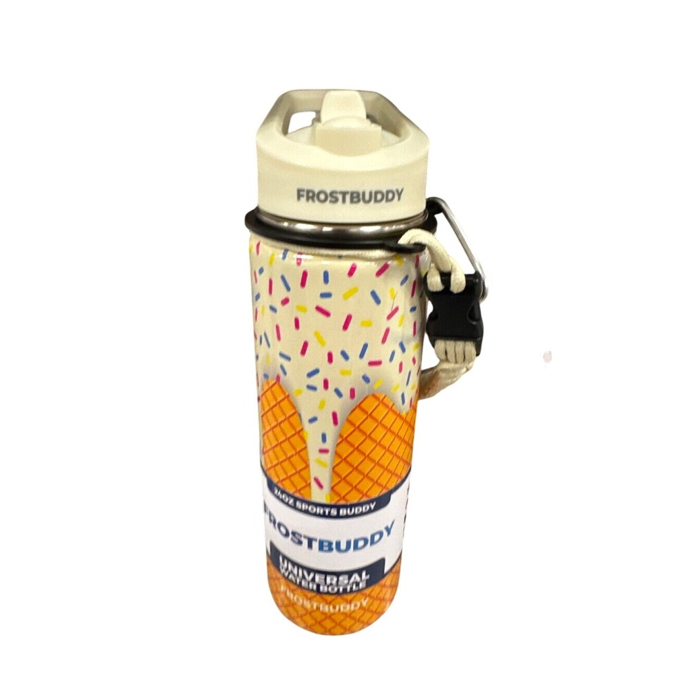 Frost Buddy Sports Buddy 24oz Vanilla white Ice Cream Cone Sprinkles Tumbler New